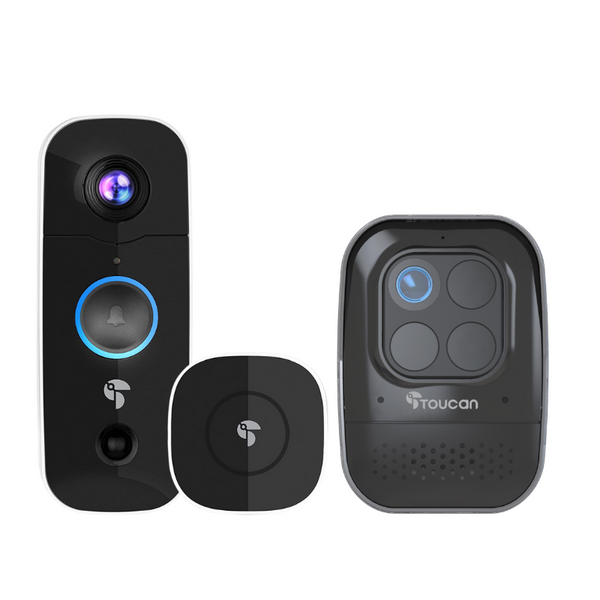 Toucan Wireless Video Doorbell with Chime + Wireless Security Camera PRO