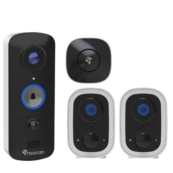 Toucan Wireless Video Doorbell V3 & 2X Wireless Security Camera S4 Bundle