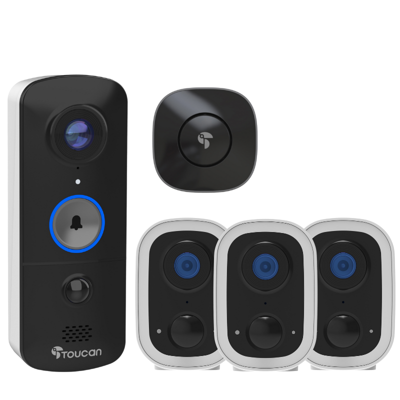 Toucan Wireless Video Doorbell V3 & 3 x Wireless Security Camera S4 Bundle